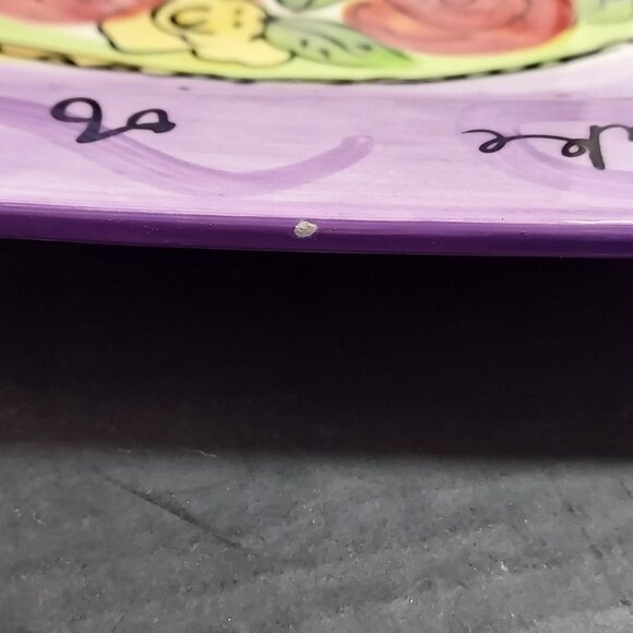 Julia Junkin Certified International Cake Plate – Hand-Painted Roses & Quote - Picture 10 of 10